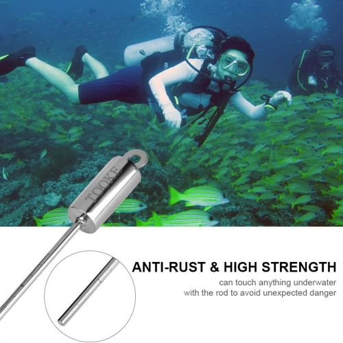  [아마존베스트]Alomejor Lobster Stick Scuba Diving Underwater Pointer Stick Rod Lanyard Strap Stainless Steel Diving Noise Maker