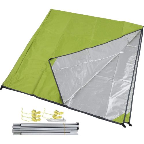  Alomejor Camping Tent Tarp Portable Rainproof Anti UV Multi?Purpose Awning Shelter Sun Canopy Lightweight Tarpaulin