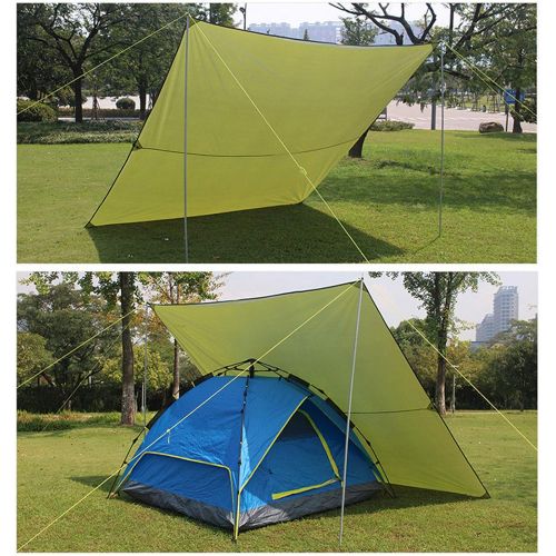  Alomejor Camping Tent Tarp Portable Rainproof Anti UV Multi?Purpose Awning Shelter Sun Canopy Lightweight Tarpaulin