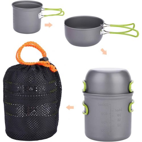  Alomejor Cooking Set Portable Picnic Stockpot Pan Cookware for Outdoor Cooking Camping Hiking