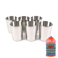 AlonSwallow Outdoor 304 Stainless Steel 6-Piece Cup Large Camping Picnic Portable Beer Mug Set White Bar Household Cup Stainless Steel Beer Mug Gift Coffee Cup