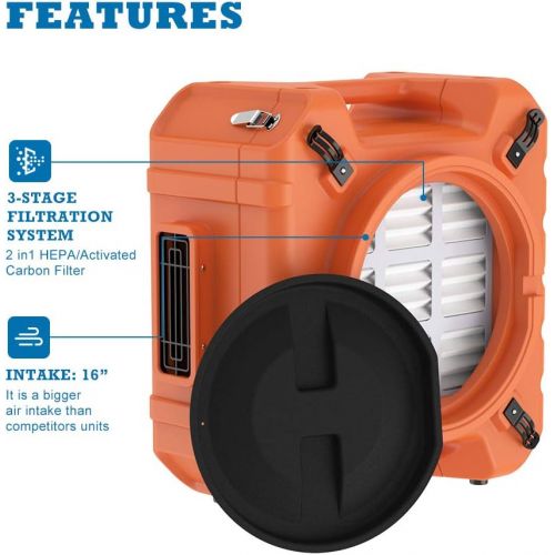  ALORAIR PureAiro HEPA Pro 970 industrial Air Scrubber, 3-Stage Filtration System, GFCI Outlet, Negative Air Scrubber Water Damage Restoration Interior Decoration