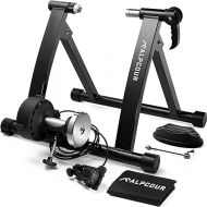 Alpcour Bike Trainer Stand for Indoor Riding ? Portable Foldable Magnetic Stainless Steel Indoor Trainer, Noise Reduction, 6 Resistance Settings & Bag ? Stationary Exercise for Road & Mountain Bikes