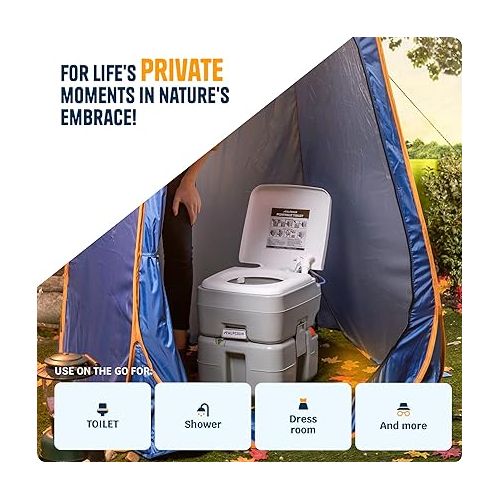  Alpcour Portable Pop Up Tent - Privacy Tent for Portable Toilet, Shower and Changing Room for Camping and Outdoors - Spacious, Extra Tall and Waterproof with Utility Accessories - Sturdy and Easy Fold