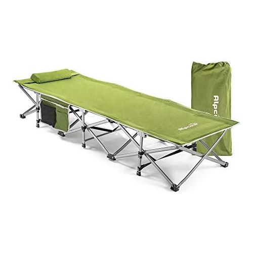  [아마존베스트]Alpcour Folding Camping Cot  Small-Collapsing Extra Strong Single Person Bed in a Bag w/Pillow for Indoor & Outdoor Use  Deluxe Comfortable Extra Heavy Duty Design Holds Adults &