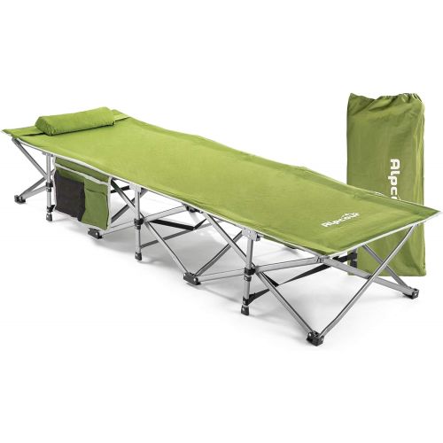  [아마존베스트]Alpcour Folding Camping Cot  Small-Collapsing Extra Strong Single Person Bed in a Bag w/Pillow for Indoor & Outdoor Use  Deluxe Comfortable Extra Heavy Duty Design Holds Adults &