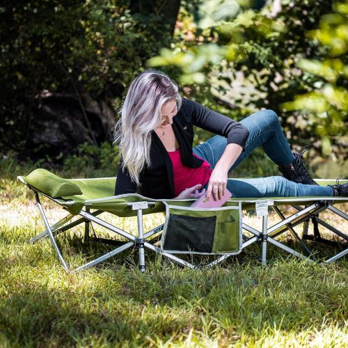  [아마존베스트]Alpcour Folding Camping Cot  Small-Collapsing Extra Strong Single Person Bed in a Bag w/Pillow for Indoor & Outdoor Use  Deluxe Comfortable Extra Heavy Duty Design Holds Adults &