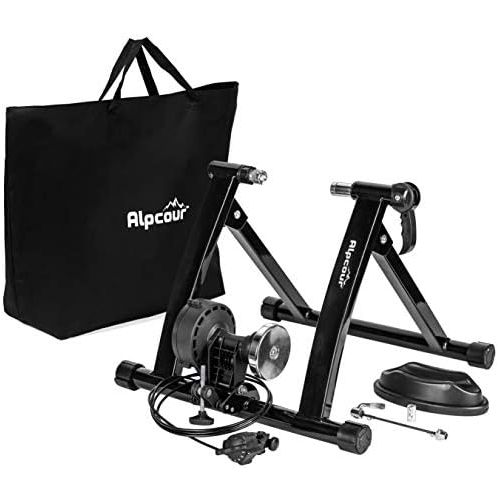  [아마존베스트]Alpcour Bike Trainer Stand  Portable Stainless Steel Indoor Trainer w/Magnetic Flywheel, Noise Reduction, 6 Resistance Settings, Quick-Release & Bag  Stationary Exercise for Road