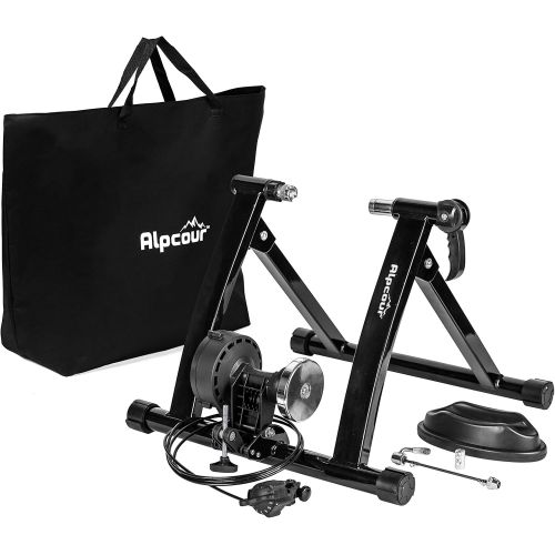  [아마존베스트]Alpcour Bike Trainer Stand  Portable Stainless Steel Indoor Trainer w/Magnetic Flywheel, Noise Reduction, 6 Resistance Settings, Quick-Release & Bag  Stationary Exercise for Road