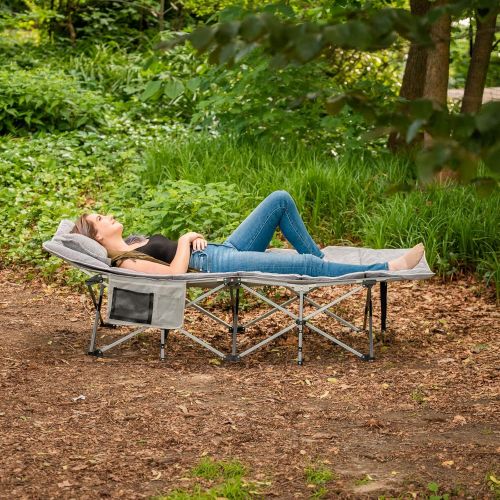  Alpcour Mattress Pad for Camping Cot ? Ultra Plush Corduroy Cot Topper w/ Matching Pillow & Storage Carry Case ? Easy Clean, Foldable, Compact Design for Outdoor Travel, Hiking & B