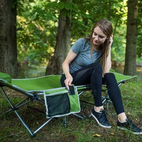  Alpcour Folding Camping Cot ? Deluxe Collapsible Single Person Bed in a Bag w/Pillow for Indoor & Outdoor Use ? Ultra Lightweight, Comfortable, Heavy Duty Design Holds Adults & Kid