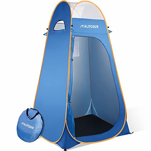  Alpcour Portable Pop Up Tent ? Privacy Tent for Portable Toilet, Shower and Changing Room for Camping and Outdoors ? Spacious, Extra Tall and Waterproof with Utility Accessories -