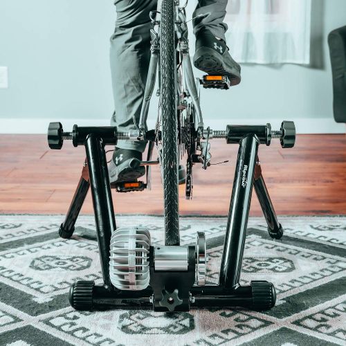  [아마존베스트]Alpcour Fluid Bike Trainer Stand  Portable Stainless Steel Indoor Trainer w/ Fluid Flywheel, Noise Reduction, Progressive Resistance, Dual-Lock System  Stationary Exercise for Ro