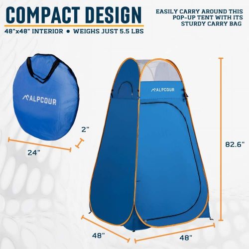  Alpcour Portable Pop Up Tent ? Privacy Tent for Portable Toilet, Shower and Changing Room for Camping and Outdoors ? Spacious, Extra Tall and Waterproof with Utility Accessories -