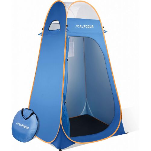  Alpcour Portable Pop Up Tent ? Privacy Tent for Portable Toilet, Shower and Changing Room for Camping and Outdoors ? Spacious, Extra Tall and Waterproof with Utility Accessories -