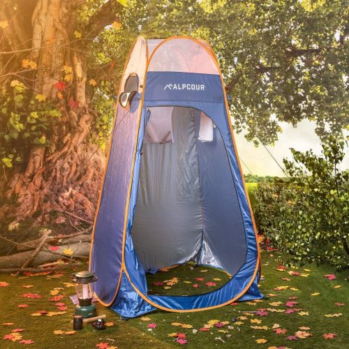  Alpcour Portable Pop Up Tent ? Privacy Tent for Portable Toilet, Shower and Changing Room for Camping and Outdoors ? Spacious, Extra Tall and Waterproof with Utility Accessories -