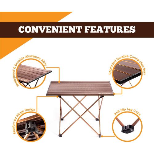  Alpcour Portable Camping Table ? Lightweight, Compact Folding Side Table in a Bag with Aluminum Top & Heavy Duty Hinge for Easy Travel & Storage ? Great for Outdoor BBQ, Backpackin