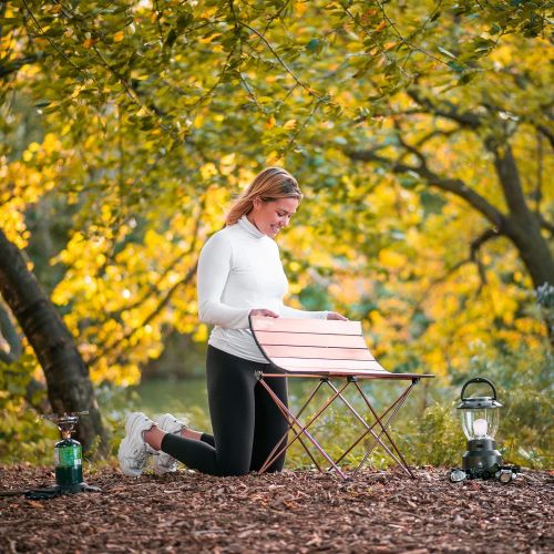  Alpcour Portable Camping Table ? Lightweight, Compact Folding Side Table in a Bag with Aluminum Top & Heavy Duty Hinge for Easy Travel & Storage ? Great for Outdoor BBQ, Backpackin