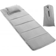 Alpcour Mattress Pad for Camping Cot ? Ultra Plush Corduroy Cot Topper w/ Matching Pillow & Storage Carry Case ? Easy Clean, Foldable, Compact Design for Outdoor Travel, Hiking & B