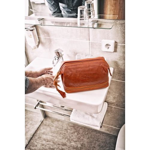  Toiletry BagLAGO DI COMO | Made Of Buffalo Leather | Men Women Brown | By Alpenleder (Cognac)