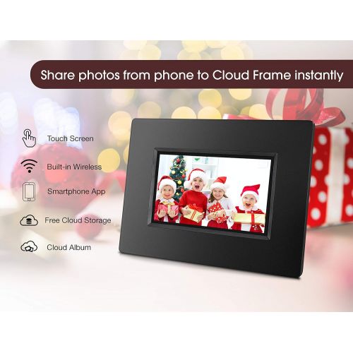  Alpha Digital 7 inch Cloud Frame- innovated APP Design, Best, iPhone & Android app, 1024x600 Hi-Res Screen, 20GB Free Cloud Storage, 8GB Internal Memory, Mobile Phone Operate Frame