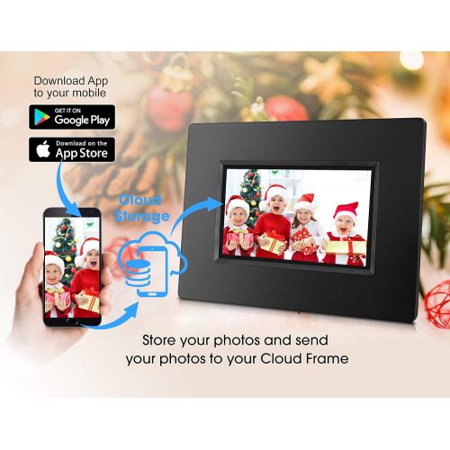  Alpha Digital 7 inch Cloud Frame- innovated APP Design, Best, iPhone & Android app, 1024x600 Hi-Res Screen, 20GB Free Cloud Storage, 8GB Internal Memory, Mobile Phone Operate Frame