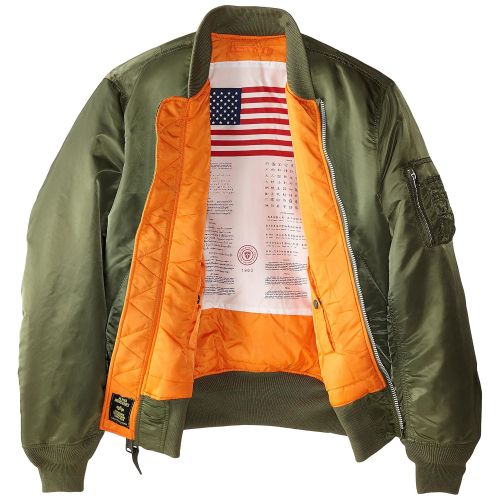  Alpha Industries Mens MA-1 Blood Chit Flight Bomber Jacket