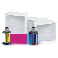 Fargo 500 Print YMCKK Ribbon for HDP5000 (84052) and 500 AlphaCard Premium Blank PVC ID Cards Bundle