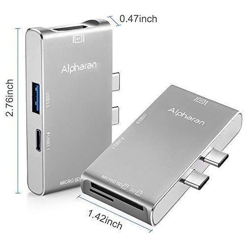  USB C Hub,Alpharan Multiport Type C Adapter for Apple 20162017 MacBook Pro 13” and 15”,MacBook Pro Dock with Type-C 3.1 Charging Port,4K HDMI,USB 3.0 Port,SD & Micro SD Card Reade