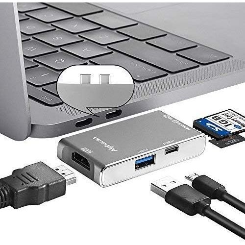  USB C Hub,Alpharan Multiport Type C Adapter for Apple 20162017 MacBook Pro 13” and 15”,MacBook Pro Dock with Type-C 3.1 Charging Port,4K HDMI,USB 3.0 Port,SD & Micro SD Card Reade