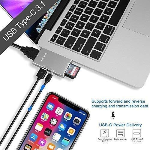  USB C Hub,Alpharan Multiport Type C Adapter for Apple 20162017 MacBook Pro 13” and 15”,MacBook Pro Dock with Type-C 3.1 Charging Port,4K HDMI,USB 3.0 Port,SD & Micro SD Card Reade