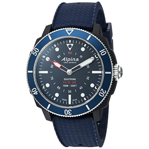  Alpina Mens Horological Smart Watch Quartz Stainless Steel and Rubber, Color:Blue (Model: AL-282LNN4V6)
