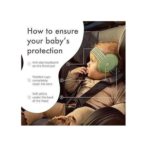  Alpine Muffy Baby Ear Protection for Babies and Toddlers up to 36 Months - CE & ANSI Certified - Noise Reduction Earmuffs - Comfortable Baby Headphones Against Hearing Damage & Improves Sleep - Green
