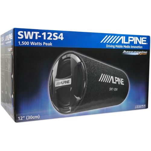  Alpine SWT-12S4 1500W Max (300W RMS) Single 12 Sealed Subwoofer Tube Enclosure