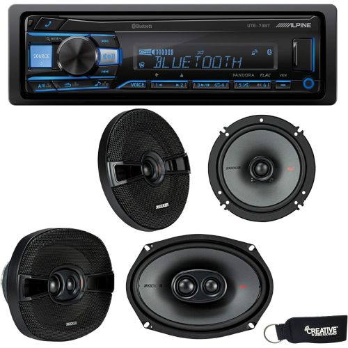  Alpine UTE-73BT Bluetooth Receiver (No CD), a Pair of Kicker 44KSC6504 6.5 Speakers, and 44KSC69304 6x9 Speakers