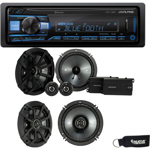  Alpine UTE-73BT Bluetooth Receiver (No CD), a Pair of Kicker 43CSS654 6.5 Components, and 43CSC654 6.5 Speakers