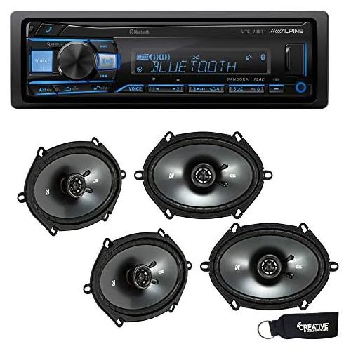  Alpine UTE-73BT Bluetooth Receiver (No CD), and Two Pairs of Kicker 43CSC684 6x8  5x7 Coaxial Speakers