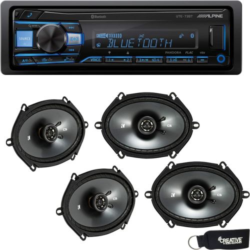  Alpine UTE-73BT Bluetooth Receiver (No CD), and Two Pairs of Kicker 43CSC684 6x8  5x7 Coaxial Speakers