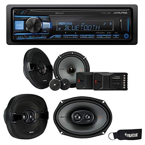  Alpine UTE-73BT Bluetooth Receiver (No CD), a Pair of Kicker 44KSS6504 6.5 Components, and 44KSC69304 6x9 Speakers