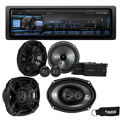  Alpine UTE-73BT Bluetooth Receiver (No CD), a Pair of Kicker 43CSS654 6.5 Components, and 43CSC6934 6x9 Speakers