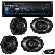 Alpine UTE-73BT Bluetooth Receiver (No CD), and Two Pairs of Kicker 43CSC6934 6x9 Three-Way Coaxial Speakers