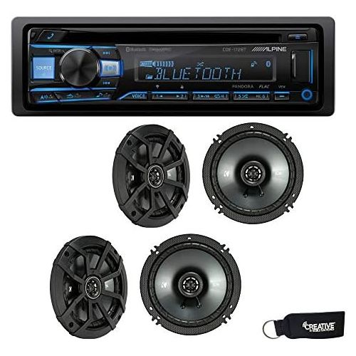  Alpine CDE-172BT CD Receiver with Bluetooth, and Two Pairs of Kicker 43CSC654 6.5 Speakers