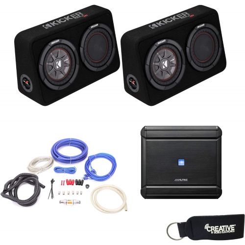  Alpine MRV-M500 Amplifier and Two Kicker CompRT8 8-inch Subwoofers in Truck Enclosures 4-Ohm Each - Includes Wire kit