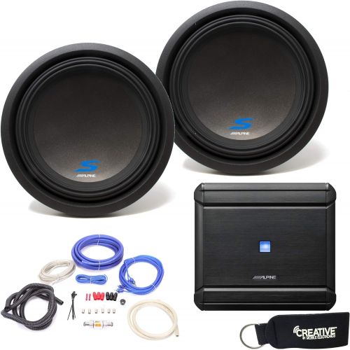  Alpine MRV-M500 Amplifier and Two S-W12D2 S-Series 12 Dual 2-Ohm Subwoofers - Includes Wire kit
