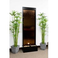 Alpine Corporation Mirror Waterfall Fountain with Stones and Lights - Zen Indoor/Outdoor Decor for Office, Living Room, Patio, Entryway - 72 Inches, Bronze