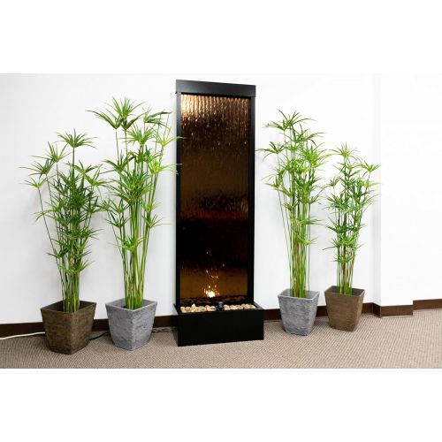  Alpine Corporation Mirror Waterfall Fountain with Stones and Lights - Zen Indoor/Outdoor Decor for Office, Living Room, Patio, Entryway - 72 Inches, Bronze