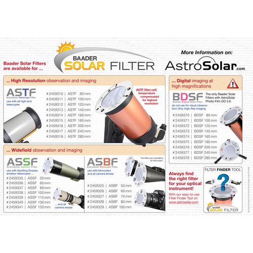  Alpine Astronomical 100mm Baader AstroSolar White-Light Solar Filter for Binoculars (Single)