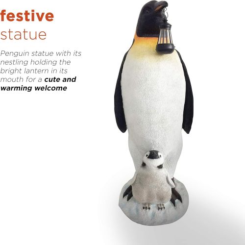  Alpine Corporation AZZ122SLR Solar Christmas Penguin wNestlingStatue, 37 Inch Tall, 37, Multicolor