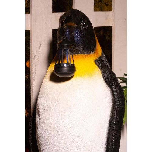  Alpine Corporation AZZ122SLR Solar Christmas Penguin wNestlingStatue, 37 Inch Tall, 37, Multicolor