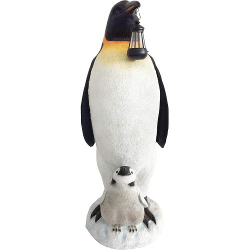  Alpine Corporation AZZ122SLR Solar Christmas Penguin wNestlingStatue, 37 Inch Tall, 37, Multicolor